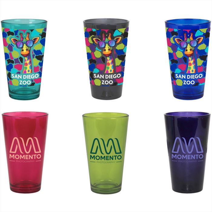 DX9055 17 oz Menagerie Colorful Pint Glass With Custom Imprint
